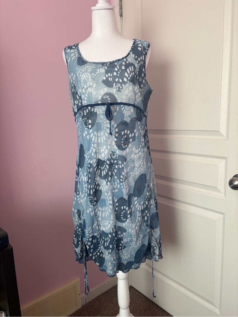 Onyx Blue Patterned Sleeveless Mini Dress